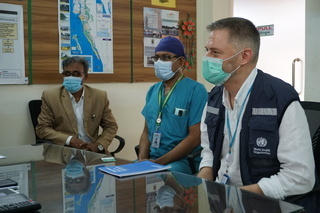 WHO Head of Sub-Office Dr Kai von Harbou visiting Hope Field Hospital