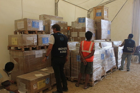 Nepal Earthquake - Medical supplies at health cluster air base