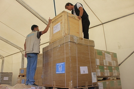 Nepal Earthquake - Medical supplies at health cluster air base