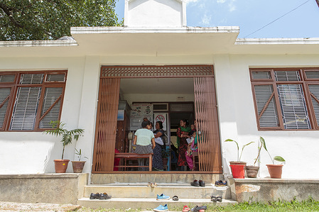 The Tathali health post in Bhaktapur, Nepal. The staff at this post played a huge role in ensuring the area achieved "fully immunized" status, which means that all children were fully vaccinated. Bhaktapur, Nepal. August 2019.