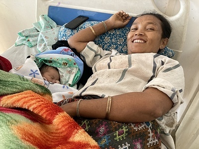 A mother and her newborn in maternity ward of Community Health Centre Chongkham in Namsai district, Arunachal Pradesh.