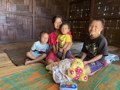 Children in their traditional bamboo home in the remote Lungpang village in Changlong district, Arunachal Pradesh, India. WHO provides technical and monitoring support for routine immunization and vaccine-preventable diseases to the Government of I ndia with special focus on strengthening services in hard-to-reach areas. 