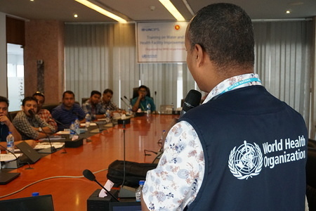 WASH Emergency Response Consultant, Bizuneh Wassie, at the WASH FIT training held in Cox’s Bazar https://www.who.int/bangladesh/news/detail/21-11-2019-world-toilet-day---in-search-of-a-healthier-health-care-in-cox-s-bazar